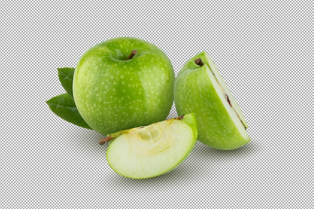 Fresh green apple isolated on alpha background.