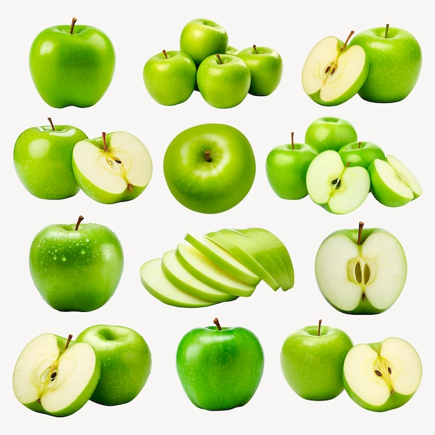 PSD fresh green apples collage