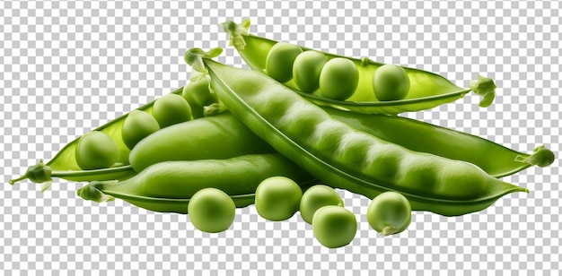 Fresh Green Pea Pods with Peas on a Transparent Background