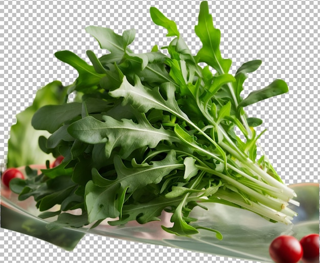 PSD fresh green roquette arugula isolated on transparent background ai generative