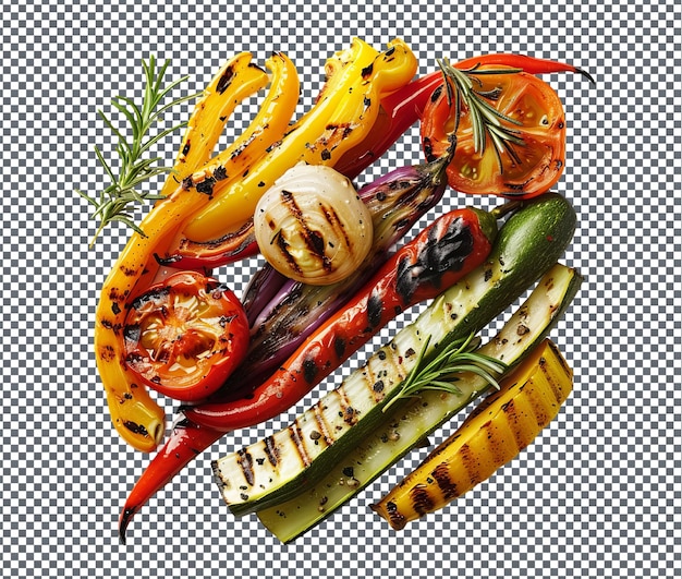 PSD fresh grilled vegetables isolated on transparent background