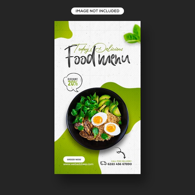 Fresh and healthy food promotion social media and instagram story banner template design