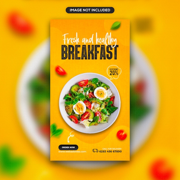 fresh and healthy food promotion social media and instagram story banner template design