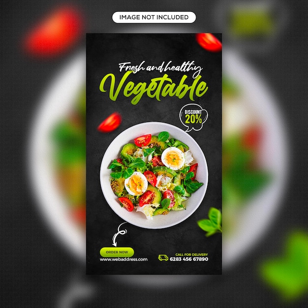 fresh and healthy food promotion social media and instagram story banner template design