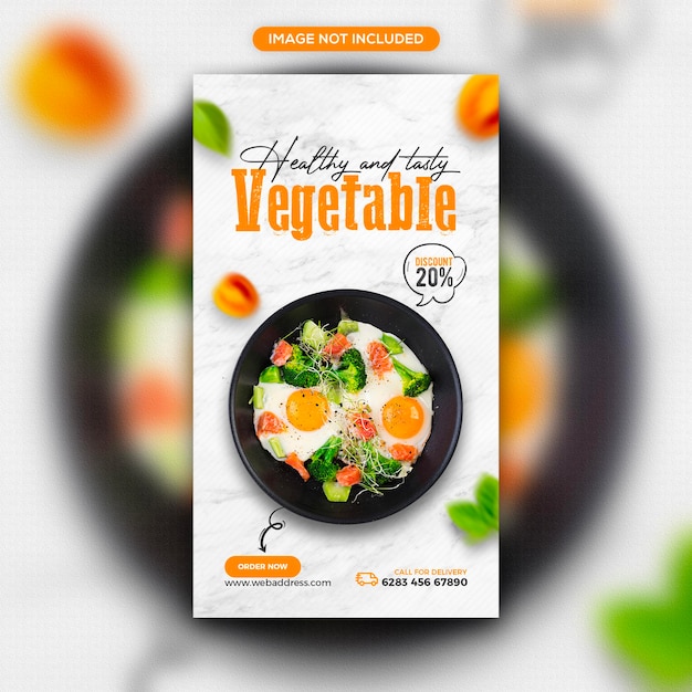 fresh and healthy food promotion social media and instagram story banner template design