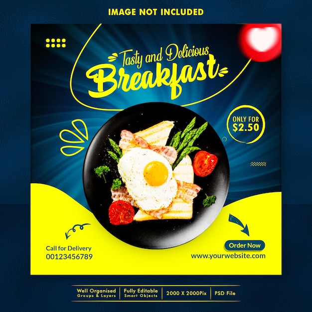 PSD fresh and healthy food social media banner design