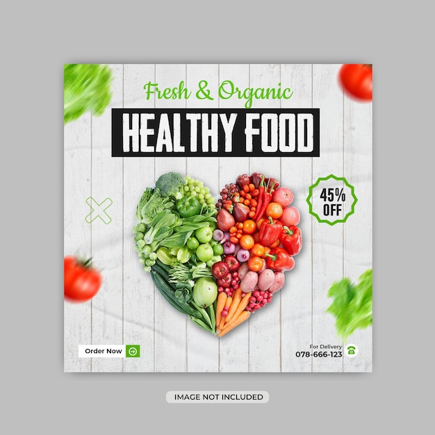 Fresh healthy vegetable sale social media banner or instagram post design template