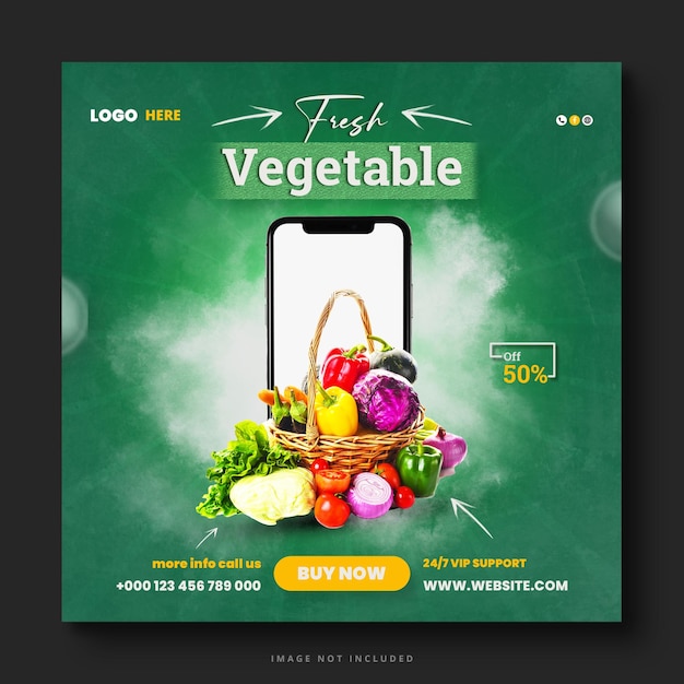 Fresh healthy vegetable social media post instagram post banner template