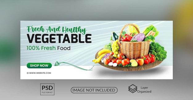 PSD fresh healthy vegetables facebook cover template