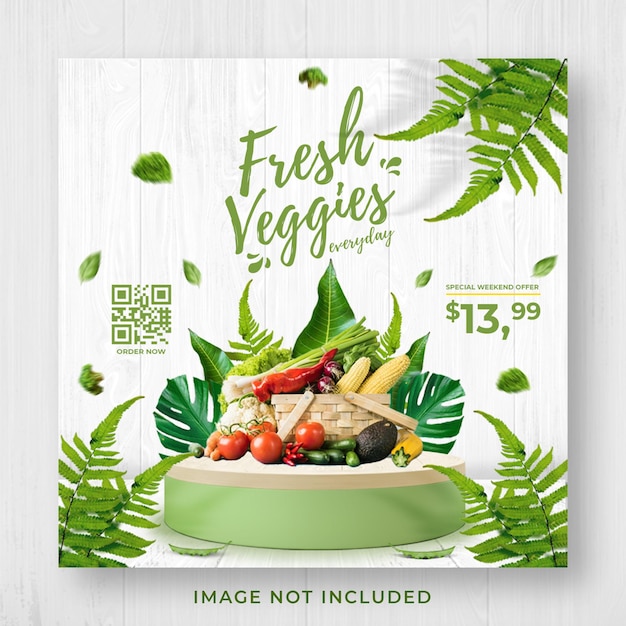 Fresh and healthy vegetables grocery store promotion social media instagram post banner template