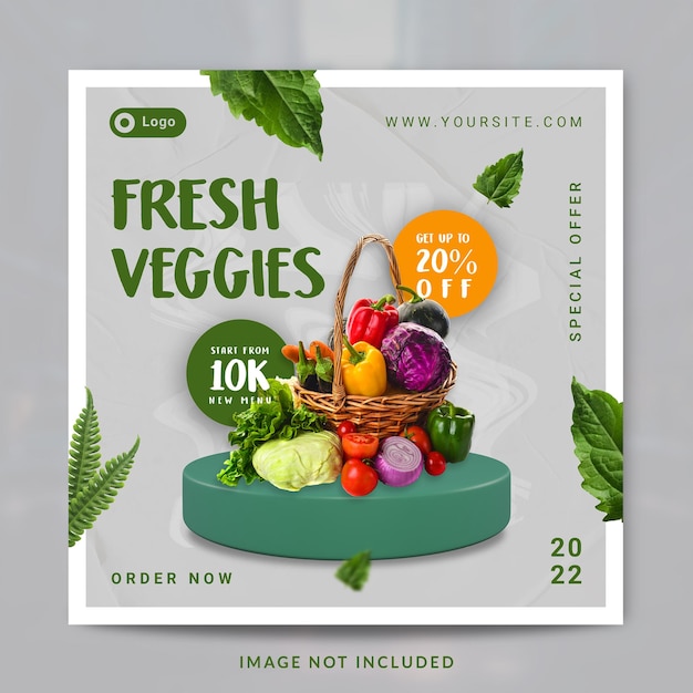 Fresh and healthy vegetables store promotion social media post or banner template