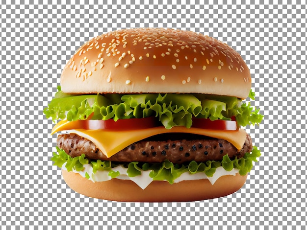 Fresh homemade juicy meal hamburger 3 isolated on transparent background