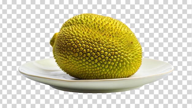 A fresh jackfruit on plate isolated on Transparent background