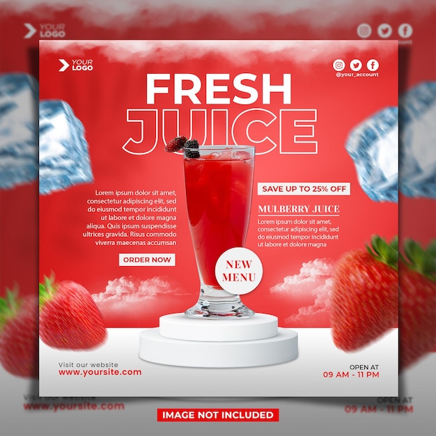 Fresh Juice Menu Instagram Post Template