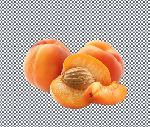 Fresh and Juicy Apricots isolated on transparent background