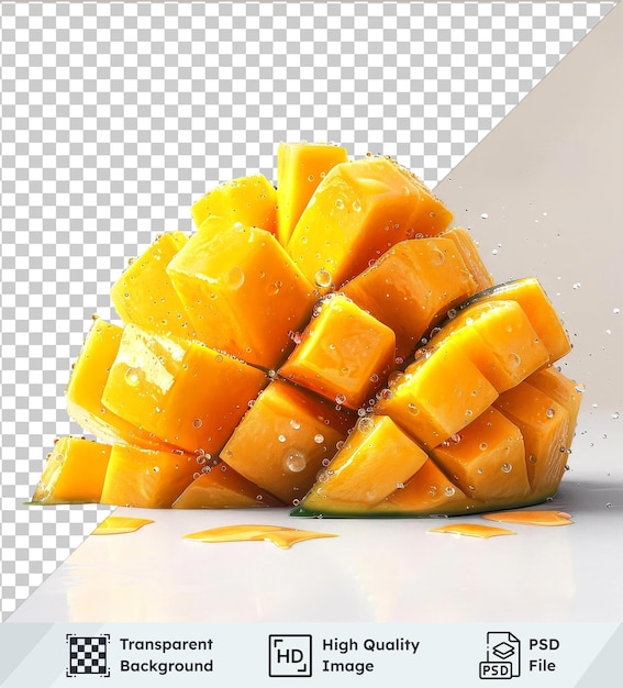 Fresh and juicy cut mangoes transparent object