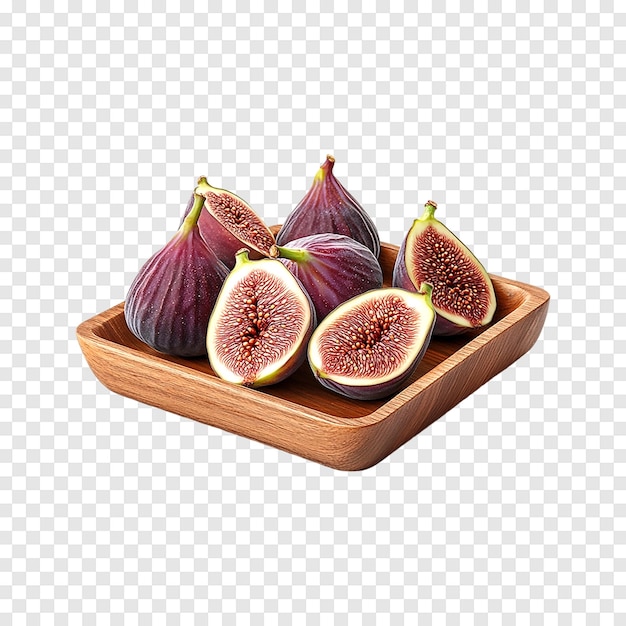 PSD fresh juicy figs and pieces isolated on a transparent background