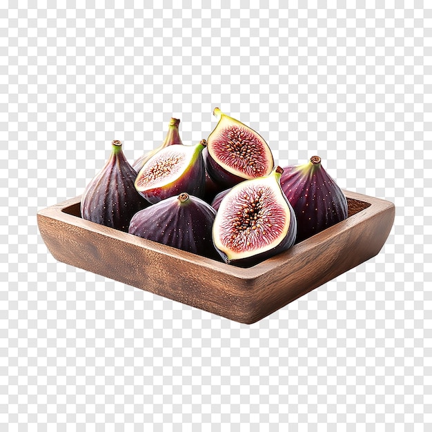 PSD fresh juicy figs and pieces isolated on a transparent background