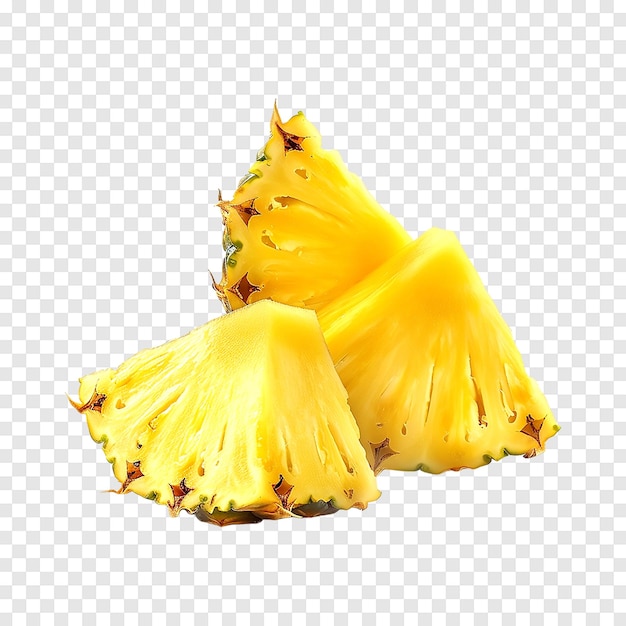 PSD fresh juicy pineapple pieces isolated on a transparent background