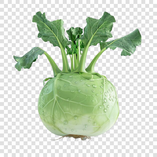 PSD fresh kohlrabi realistic vegetable healty food isolated on transparent background