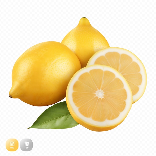 Fresh lemon object on transparent background PNG file