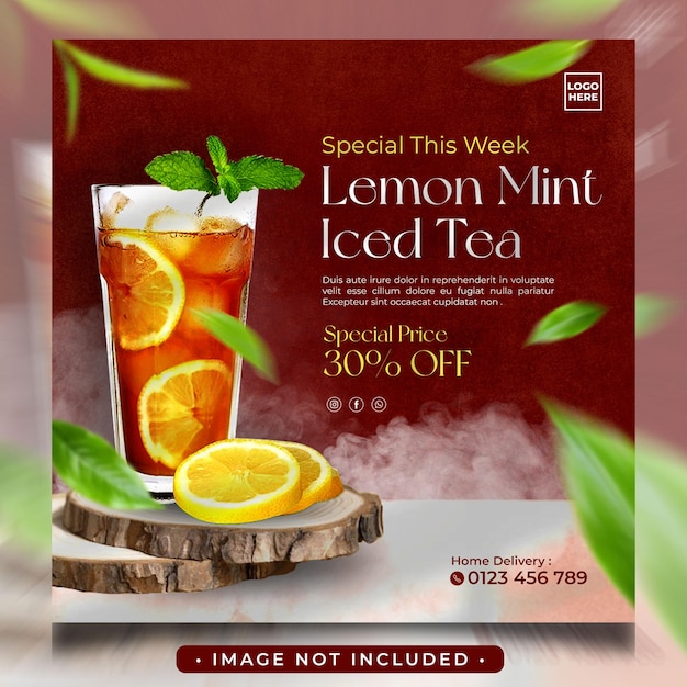 fresh_lemon_tea_drink_social_media_instagram_post_feed_banner_template