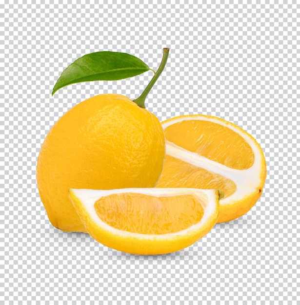 Fresh lemon with leaves isolated Premium PSD