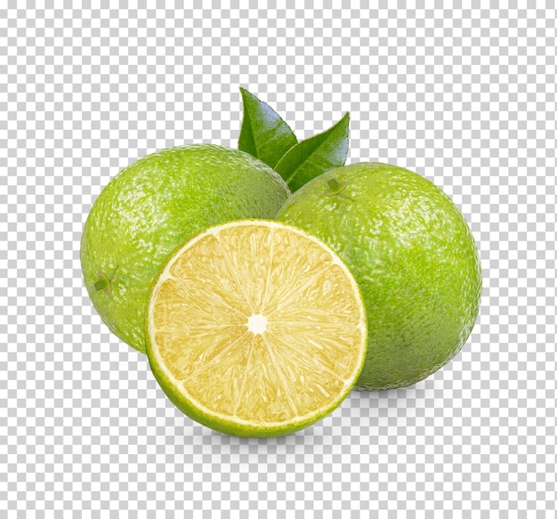 Fresh lime with leaves isolated Premium PSD