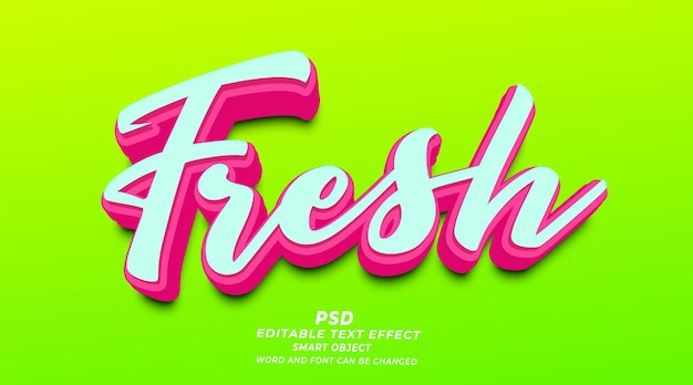 Fresh luxury 3d editable photoshop text effect style with premium background