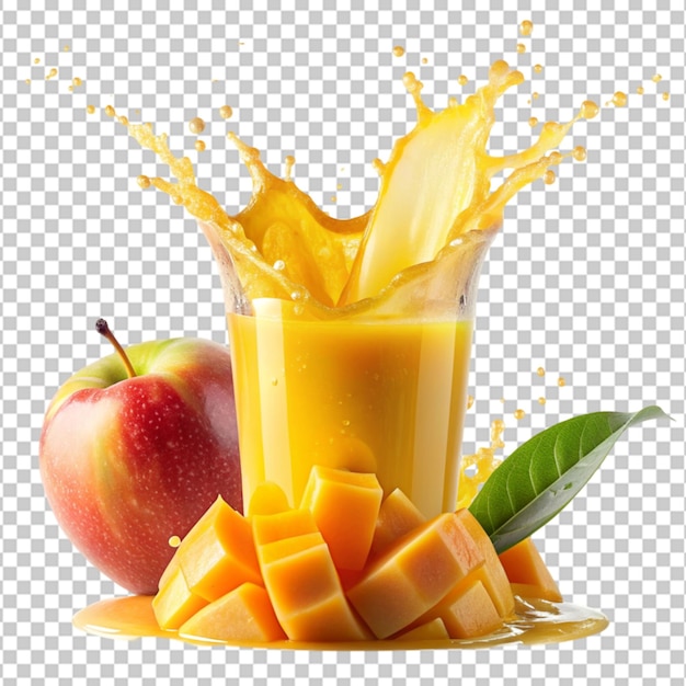 fresh mango juice on transparent background