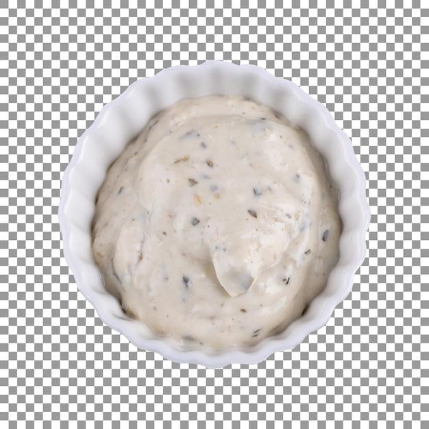 Fresh mayonnaise sauce bowl with transparent background