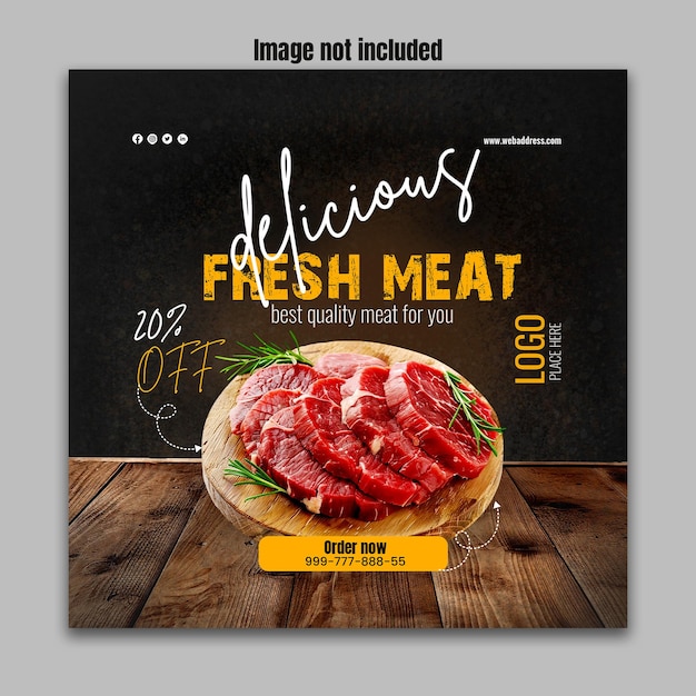 PSD fresh meat offer sale social media post