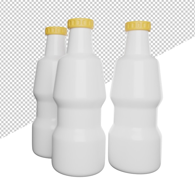 Fresh Milk Bottle side view 3d rendring icon illustration on transparent background