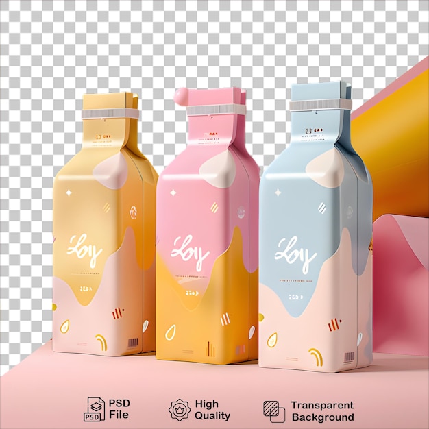 Fresh Milk Bottles on Clear Background