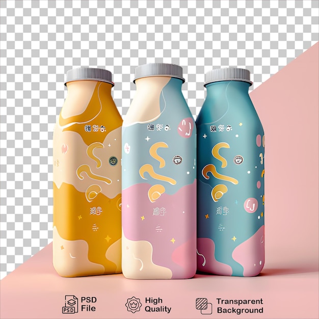 Fresh Milk Bottles on Clear Background