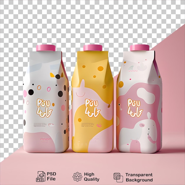 Fresh Milk Bottles on Clear Background