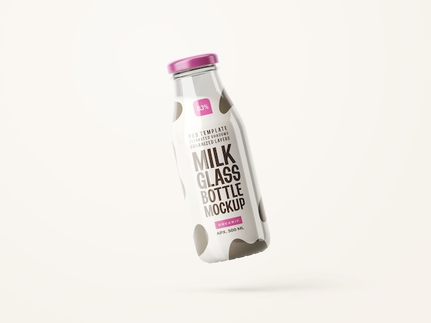 Fresh Milk Glass Bottle Mockup
