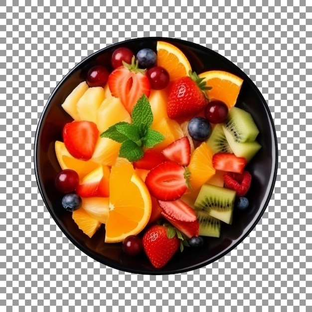 Fresh mix fruit salad bowl isolated on transparent background