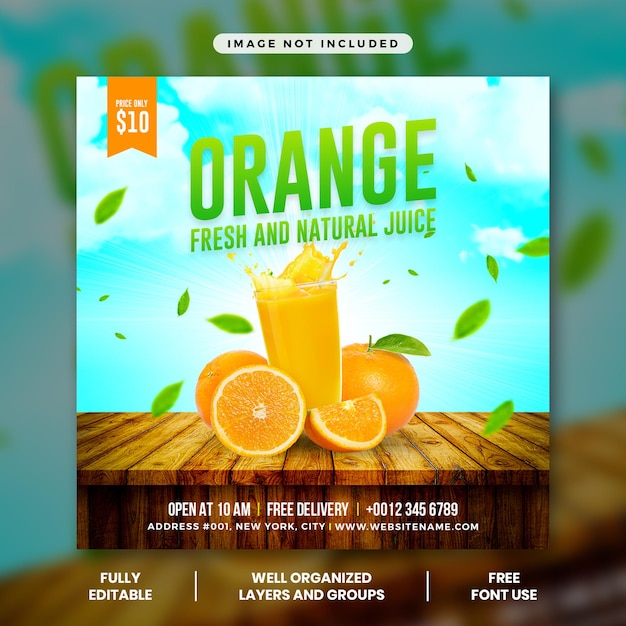 Fresh and natural juice sale Instagram post template