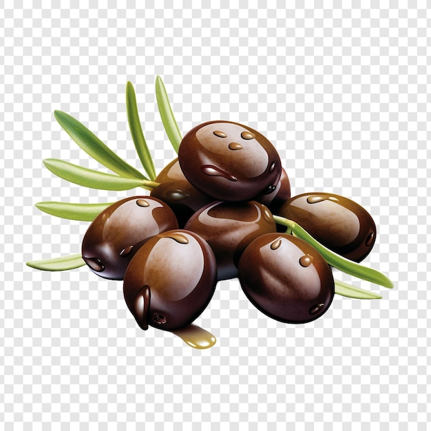 Fresh olives isolated on transparent background