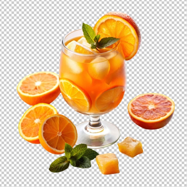 PSD fresh orange cocktail glass with slices