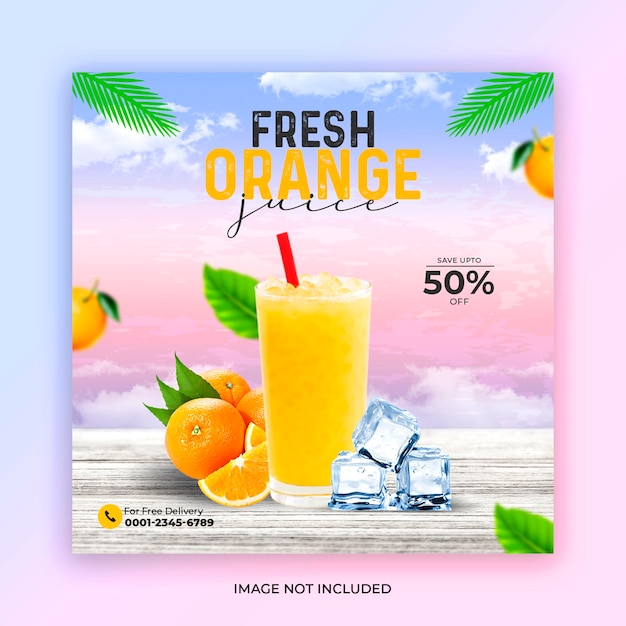 Fresh orange juice social media post template