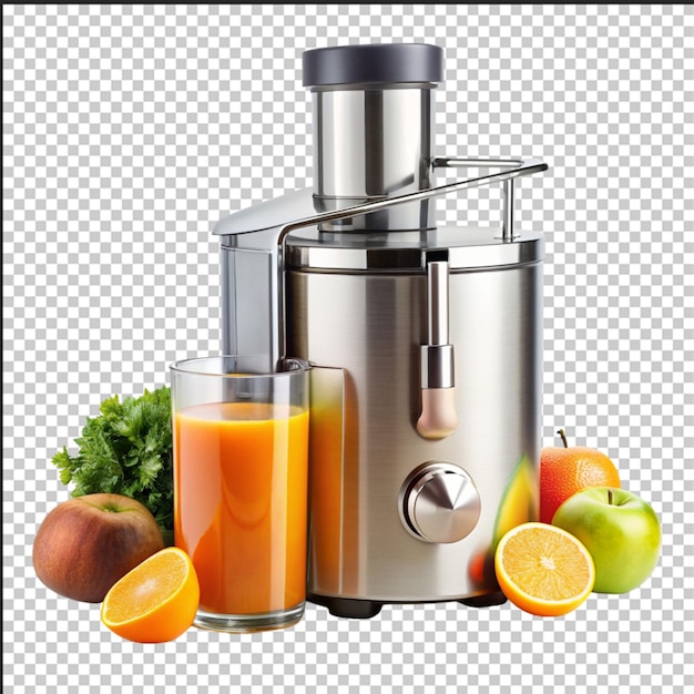 Fresh orange juice with fruit and green leaves in glass can straw wooden juicer stick isolated on white background clipping path included