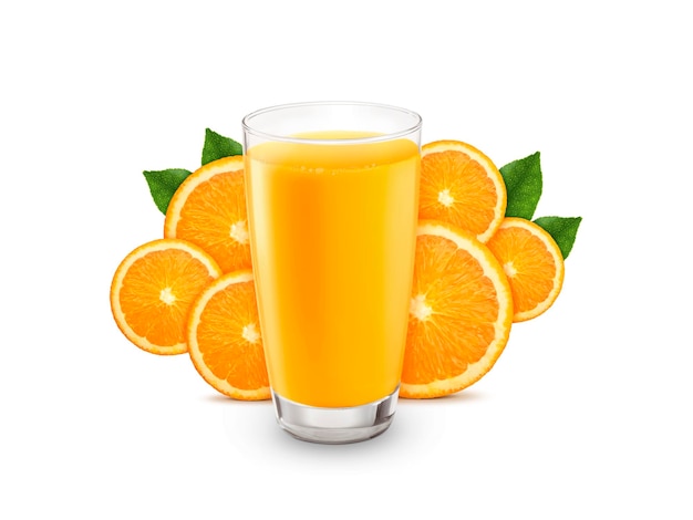 Fresh orange juice with fruits transparent background