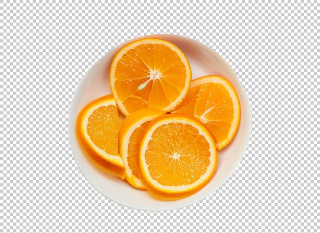 Fresh Orange Sliced In A White Plate On Alpha Layer