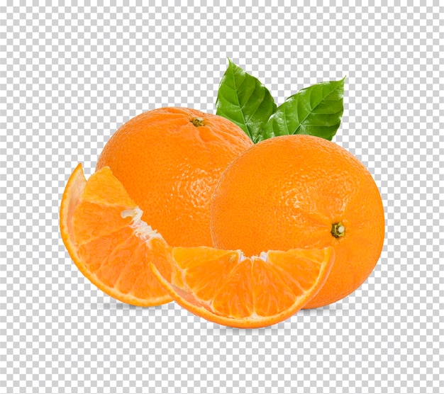 Fresh orange with leaves isolated