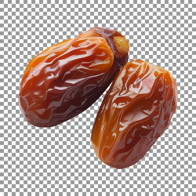 Fresh pair of date fruit isolated on transparent background