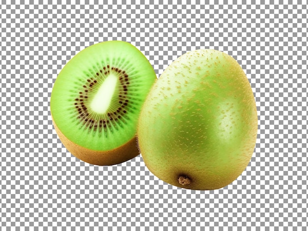 Fresh pair of kiwi fruit isolated on transparent background