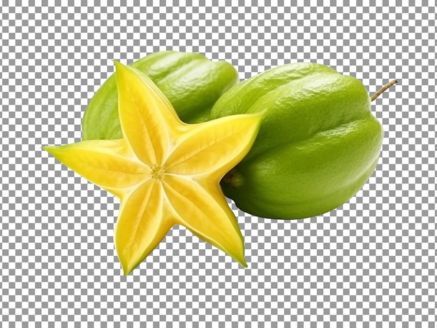 Fresh pair of star fruit isolated on transparent background