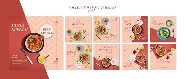 PSD fresh pasta social media post template